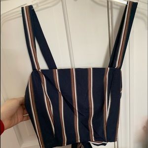Blue Striped Crop Top